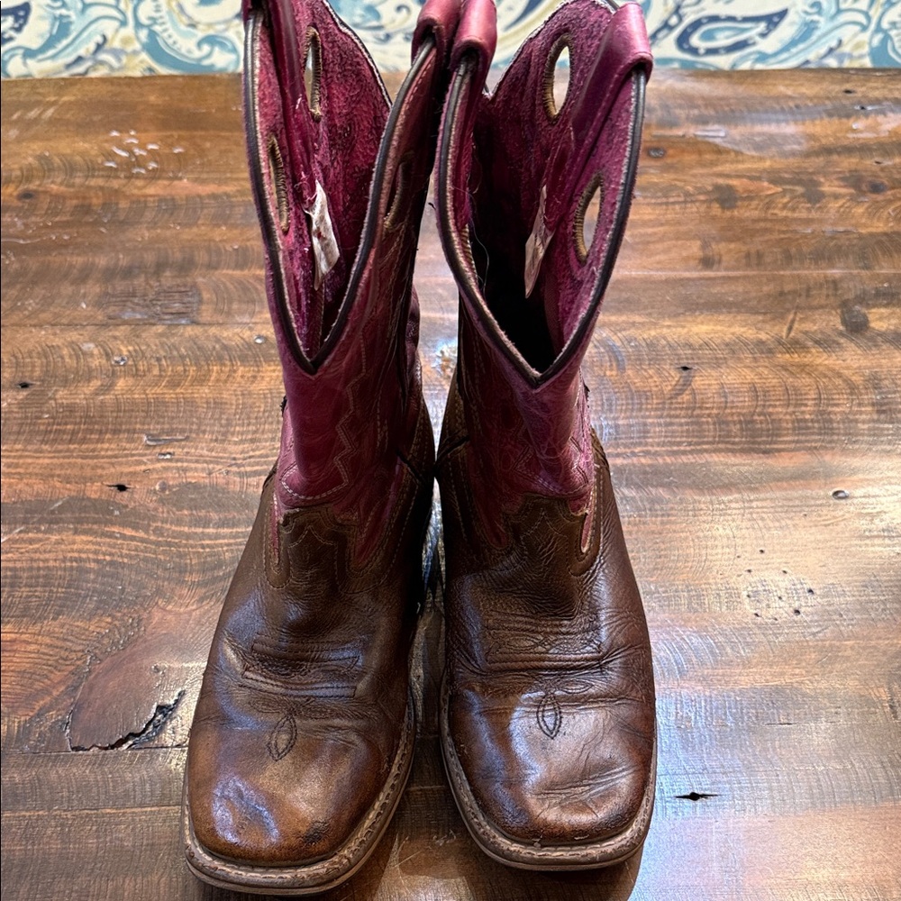 Shyanne Pink and Brown Embroidered Boots